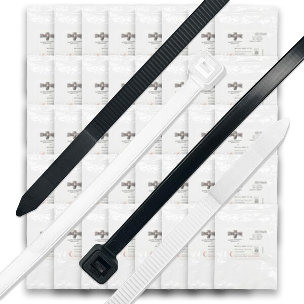 Boltsandnuts.Com Nylon Cable Zip Ties UV Resistant Black & White Nylon - 900 PCS Assortment Kit #452 - main